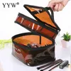 Cosmetische tassen mode PVC transparante opslag handtas dubbele laag waterdichte rits zipper vrouwen vierkante reis inzet toiletmake -uptas