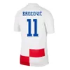 Hayranlar için Sport Futbol Forması 2024 EUR0 Kupa 2025 Hırvatistan Milli Takımı 24 25 Futbol Gömlekleri Çocuk Kitleri Ev Beyaz Uzak Mavi Erkekler Tekdüzen Modric Kovacic Pasalic Perisic