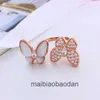 Designer Luxury Jewelry Ring Vancllf Ny fjäril Diamond White Fritillaria S925 Sterling Silver Womens Simple Rose Gold Small Fresh Handpiece