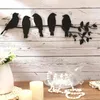 Dekorative Figuren Einfache Installation Wanddekoration Elegante Metallvogel Silhouette Dekoration Blattzweige Eisenhandwerkskulptur für Raum Heim