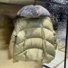 Dames naar beneden parkas Janveny Winter Winter Women Puffer Coat White Duck Jacket Super Large Real Sier Fur Collar Fashion Female Outerwear Drop D DHI60