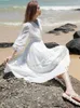 Robes de fête Gypsylady blanc français chic robe élégante V-Colon Coton Lace Crochet Summer Spring Vocation Women Ladies Vestidos