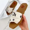 designer women woody flat canvas mule slides beige white black pink lace lettering fuzzy fur womens summer outdoor shoes