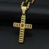 Designer Pendant Necklaces New 316 Stainless Steel Gold-plated Aaa Rectangular Zircon Cross