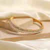 Youthway aço inoxidável de aço inoxidável rinudas de shinestone pérolas geométricas pulseira aberta pulseira para mulheres jóias de jóias 240423