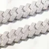 Tung silver 20 mm bred armband S925 Sterling Silver Cuban Link Chain VVS Moissanite Diamond Chain Cuban Armband för män