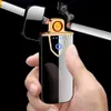 Slim Windproect Flameless volfram Turbo USB Lighter Touch Sensor Elektronisk laddningsbar cigarettplasma Entor Dropship