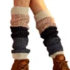 女性の靴下冬の分厚いねじれケーブルニット日本のトリプルカラーブロックステッチブーツカフカフカバーフェイクウール厚い