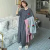 Home Kleding Dame Night Robe Soft Anti Pilling Stripes Patroon Vriendelijk voor Skin Vrouwen Zomer Nachtjarig bestaan vrouwelijk kledingstuk