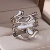 Pierścienie opaski Pierścień ze stali nierdzewnej złotą zagłębiony pierścień damski zaręczyny