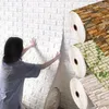 3D Duvar Kağıdı Anti Statik Ev Dekorasyonları PVC Duvar Çıkartmaları Retro 70CMX1M Klasikler Tuğla Desen Su Geçirmez Köpük Kalıp Kanıtı 240419