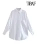 Traf Women Fashion avec des chemises surdimensionnées de poche vintage à manches longues Buteve Femme Blouses Blusas Chic Tops 240419