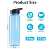 Reusable 24oz Plastic Sport Water Bottle Acrylic Tumbler Cups Travel Drinking Juice Beverage Sippy Cups With Flip Leak Proof Lids And Carry Handle