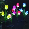 Dekorationen Solar LED Light Outdoor Tulp Rose Blume Lampe Landschaft Garten Dekor Rasenlampe wasserdichte Gartenlichter im Freien Solarleuchten