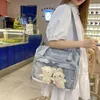 Borse da sera giapponese simpatico tela trasparente Itabag Fashion Girls One Spall Borse Student Personality Crossbody with Badge Doll