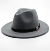 SeioUm nowa marka wełna men039s czarna fedora kapelusz dla dżentelmena wełniana szeroka brzeg jazz cap vintage Panama Sun Top Hat D190112664215