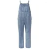 Pantalons de jeans pour femmes Pantalons de mode de travail de mode de travail 2024 Spring / été Blue Loose Struck Suit Casual Casual Bibs