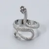 Band Rings Fashionable Antique Silver Metal Punk Open Adjustable Design Snake Animal Exaggerated Finger Ring Womens Party Jewelry Q240427