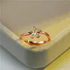 Anelli di nozze Cute Female Blue White Fire Opal Stone Ring Gioielli di colore in oro rosa per donne