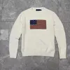 Designer Women's Wool Sweater - Hand-Knitted American Flag Long Sleeve Pullover, High-Quality Cashmere Blend, Stylish and Versatile Flag Sweater