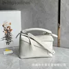 High Quality Original Designer Bags for Loeweelry Quality White Puzzle Geometric Splicing Bag Womens Genuine Grained Calfskin Luggage Handheld with Brand Logo