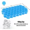Verktyg Creative 37 Cavity Honeycomb Ice Cube Maker Återanvändbara brickor Silikon Ice Cube Mold BPA Gratis isform med avtagbara lock