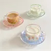 Creative Coffee Cup Saucer Set Korean Cups Handpanted Plant Flower Coffee Mug Home Kitchen Drickerware Espresso Cups 240424