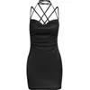 Y2K Pink Dress Women Sexy Sling Dresses Square Collar Gothic E-Girl Long Lace Up Bandage Elegant BodyCon Summer 240426