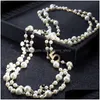 Naszyjniki z koralikami Kobiety długie łańcuchy warstwowe Perl Naszyjnik de moda numer 5 kwiatowy biżuteria kropla dostawa wisiorki dh5qu
