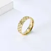Wedding Rings Sexually neutral style titanium steel diamond inlaid square zircon ring daily commuting personalized accessories