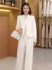 Women's Two Piece Pants Insozkdg Women Office Ladies Suits Solid Single Breasted Slim Blazer High Waisted 2 Sets