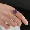 Band Rings S925 Sterling Silver Exquisite Jewelry Natural 8x10mm Amethyst Ring Womens Wedding Jewelry Present Personlig ring Q240427