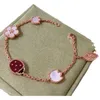 High Standard Bracelet Gift Choice Pure Silver Rose Gold Seven Star Ladybug Lucky Black Agate Red met originele Vancley