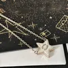 Classic Brand Designer Pearl Star Pendants Necklaces High-end Gold Plated Copper Luxury Crystal Letter Choker Pendant Necklace Long Chain Jewelry Accessories