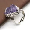 Cluster Rings 1pc Natural Raw Amethysts Druzy Ring Adjustable Quartz Stone Boho For Women Gift Fashion Female Jewelry Reiki