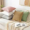 Kissen/dekorative Wurfabdeckungen Cord -Dekorationsweichstreifenkissen Deckungen Frühlingskoffer für Couchsofa Schlafzimmer 18x18 Zoll Beige