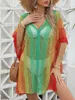 Trend Casual Beach Wear for Women Summer Green Luxury Cover su Kimono Knitting Swimsuit Coverup Tunic Dress