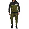 Cross-Border 2024 Autumn/Winter New Men's Color Matching Fashion Casual Sports Hoodie Trend Set