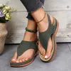 Rimosy moda klipli ayak parmağı kama sandaletleri kadın yaz platformu Roma Sandalias Mujer artı boyut 43 kalınlık
