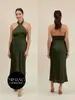 Green Sisters Dress Bridesmaid Dress Satin 2024 Nytt siden kan bäras dagligen vår och hösten enkel och generös