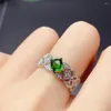 Cluster Rings CoLife Jewelry Vintage Silver Gemstone Ring For Woman 5mm Natural Diopside 925 Chrome