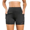 Active Shorts Women Gym Tight Lifting Buttocks Yoga Plus Size With Pockets Fitness Running Biker Side Workout Nude Pants