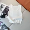 Tanques pour femmes Top de créateur crop top shirt tricot ventre de luxe sans manches coton pur coton à la mode