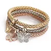 Bracelets de charme bracelets de charme 3 Couleur / ensemble arbre de vie Femmes Crystal Crown Musical Symbole Elephant Key Lock Owl Wrap Bracelet pour moi Dhfal