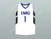 Anpassad Nay Namn Mens Youth/Kids Player 1 IMG Academy White Basketball Jersey Top Stitched S-6XL