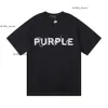 T-shirt de T-shirt violet 2023SS T-shirts blancs Color imprimé coton lâche décontracté pour hommes et femmes t-shirt noir à manches courtes 388