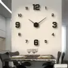 Zegarki Zegar ścienny DIY do biura domowego 40 cm Nowoczesne 3D Zegar ścienny lustro naklejki na pokój hotelowy