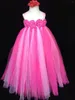 Mädchenkleider Mädchen Kleid Kinder Häkeln Tulle Tutu Ballkleid mit Rosenblume und Stirnband Kinder Hochzeitsfeier Tutus Abend