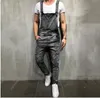 Uomini tasche tutela sciolte pantaloni in jeans lunghi jeans regolare slim birling dritta a bretelle casual rompers 240410