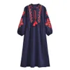 Boho Queens vrouwen bloemen emberoidery strand Boheemian maxi jurken dames o-neck lantern mouw zomer jurk vestidos240416